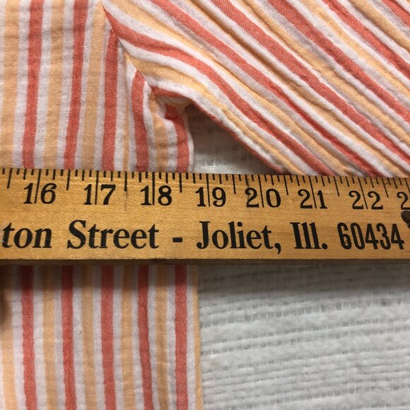 Soft Surroundings Size M Escambia Gauze Tunic Women's Coral Stripe Button Front - Picture 7 of 8